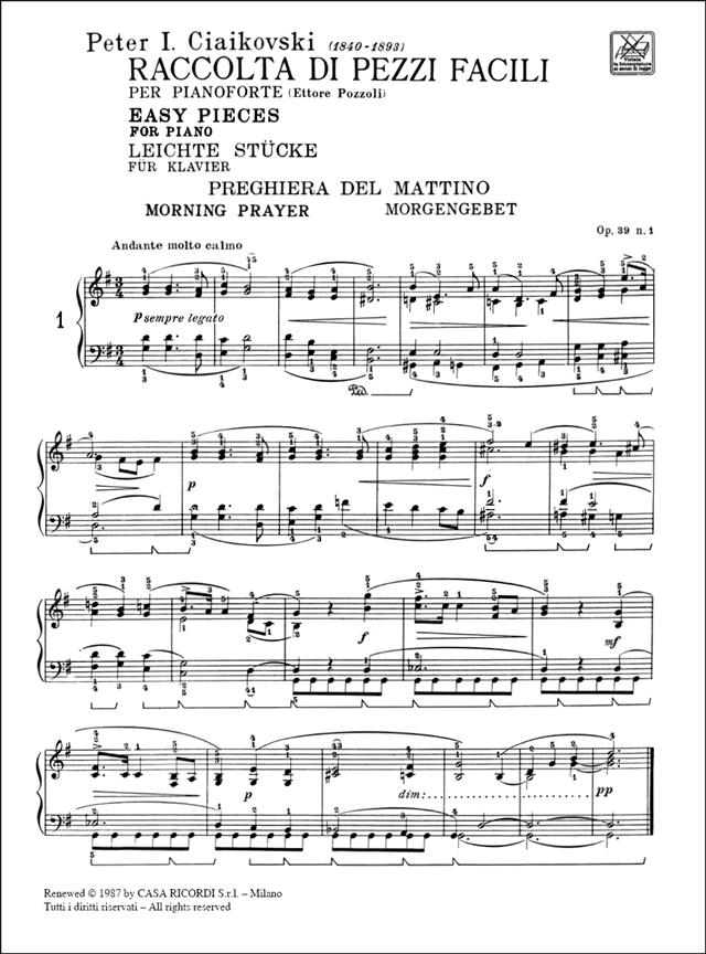 Il Mio Primo Ciaikovski - Ed. E. Pozzoli - 9 Pezzi Facili Per Pianoforte - pro klavír